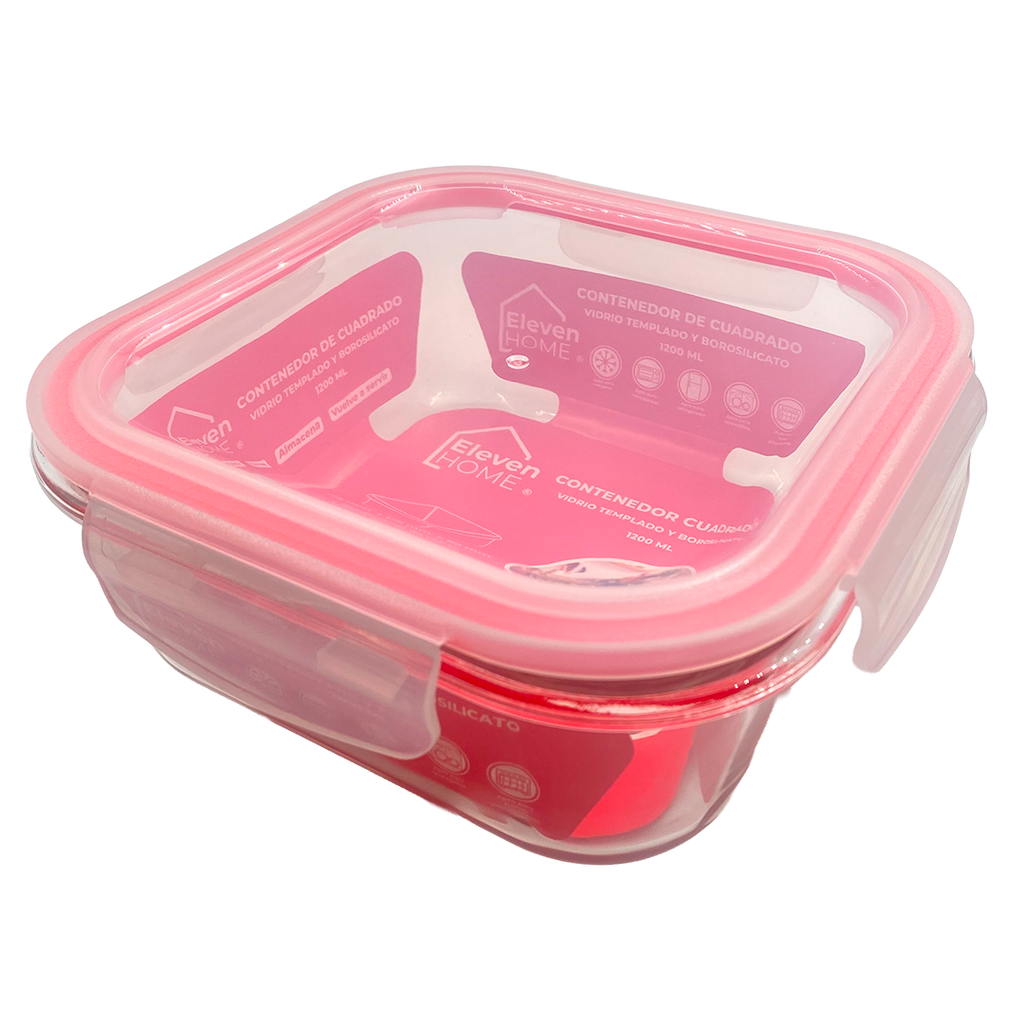 AB - Contenedor de Vidrio Cuadrado 1200ml - 1 Unidad