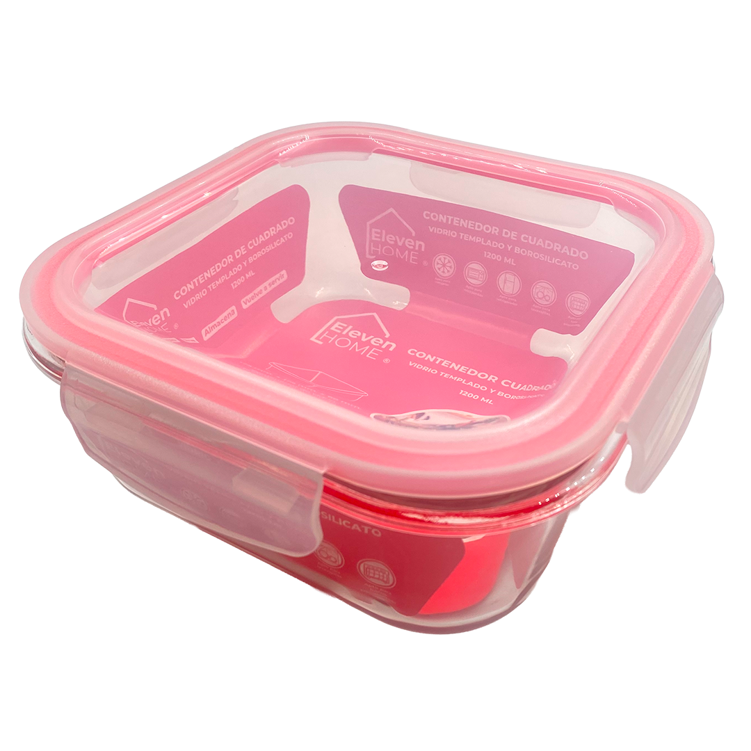 AB - Contenedor de Vidrio Cuadrado 1200ml - 1 Unidad