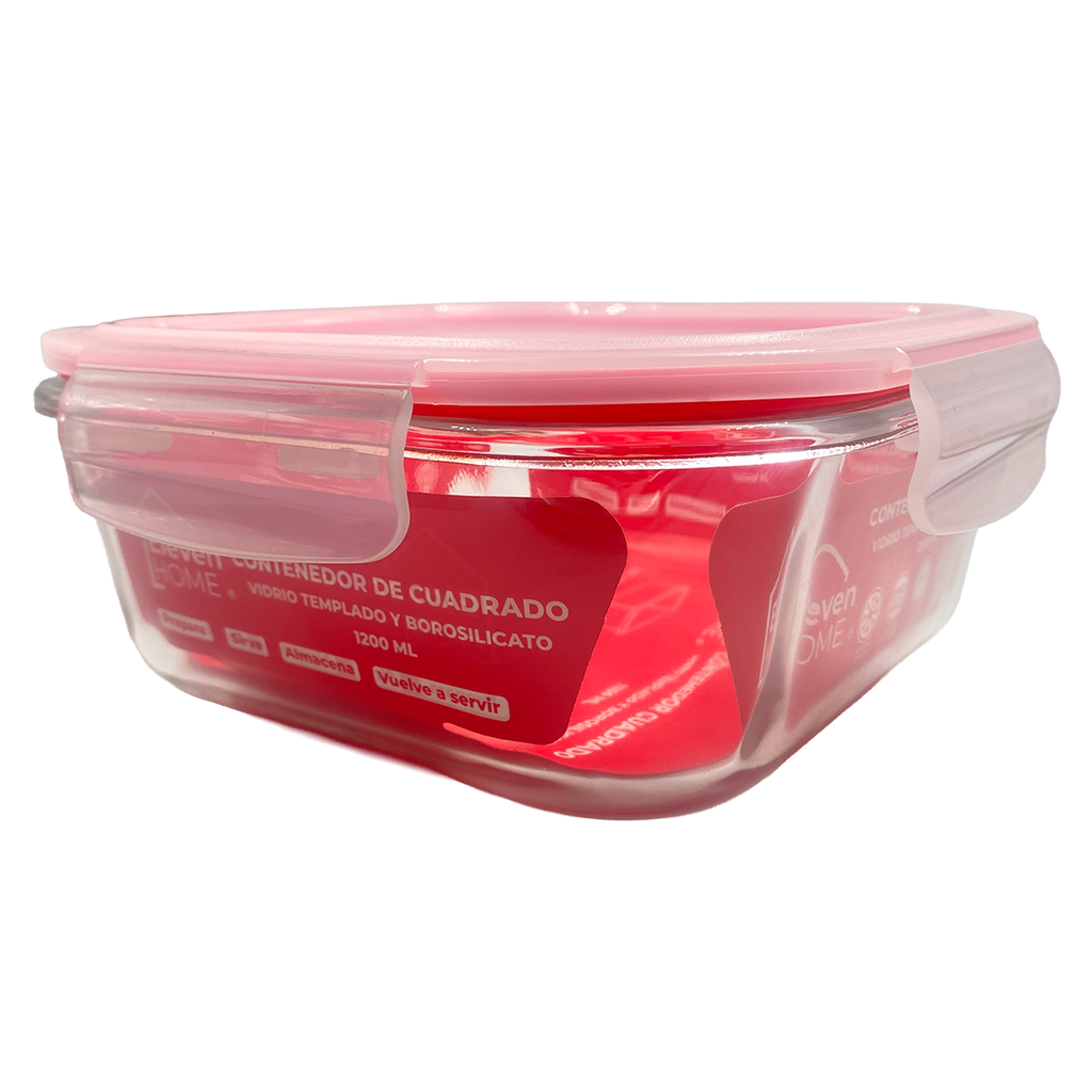 AB - Contenedor de Vidrio Cuadrado 1200ml - 1 Unidad