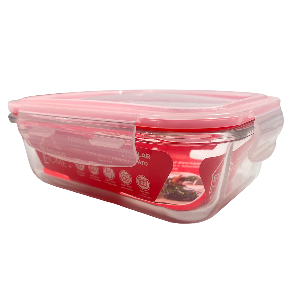 AB - Contenedor de Vidrio Rectangular 640ml - 1 Unidad