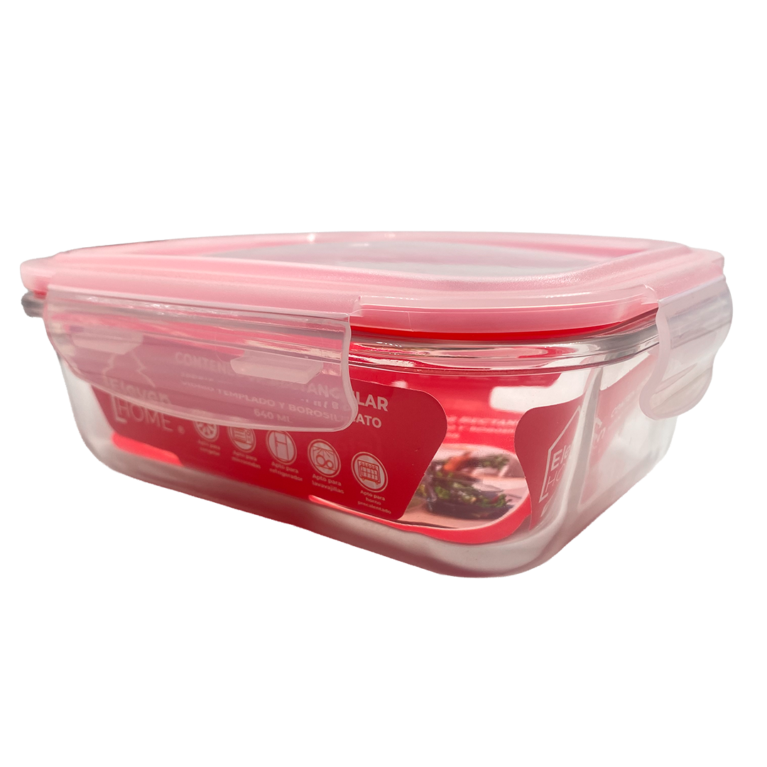 AB - Contenedor de Vidrio Rectangular 640ml - 1 Unidad
