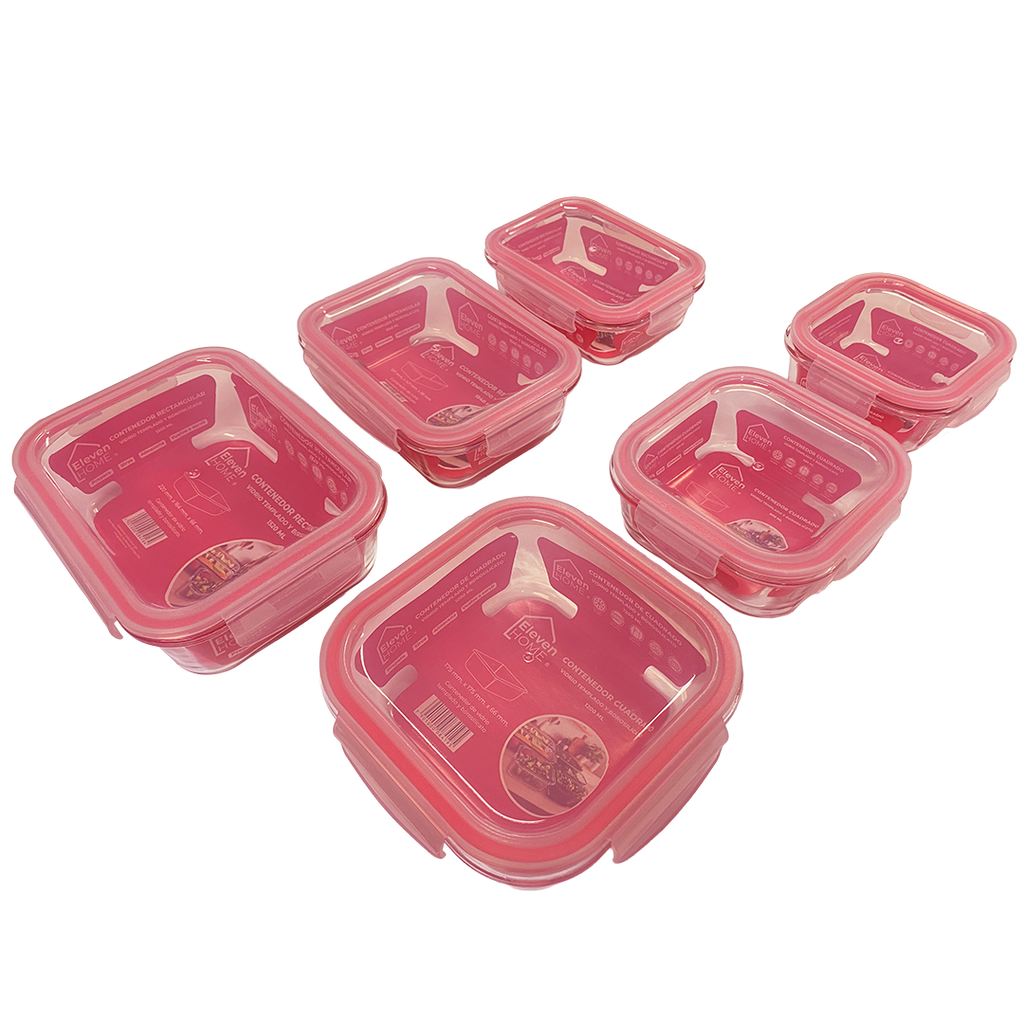 AB - Pack 6 Contenedores de Vidrio - Borosilicato