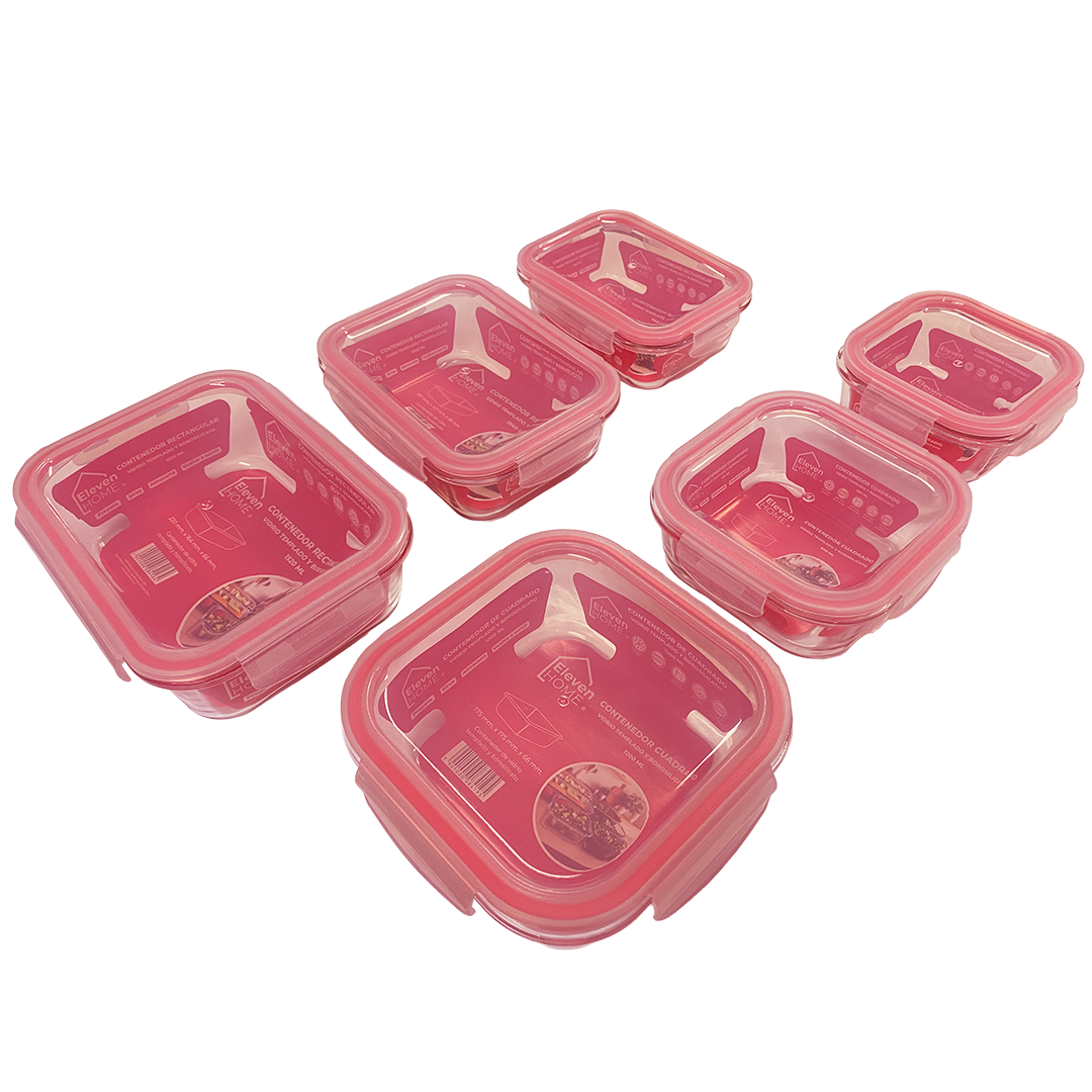 AB - Pack 6 Contenedores de Vidrio - Borosilicato