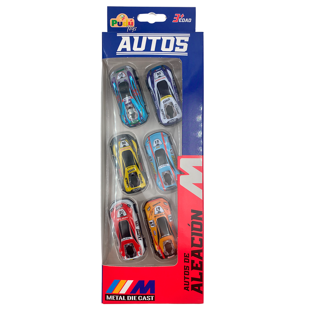 JC - Autos a Fricción Deportivos - Set 6 Unidades