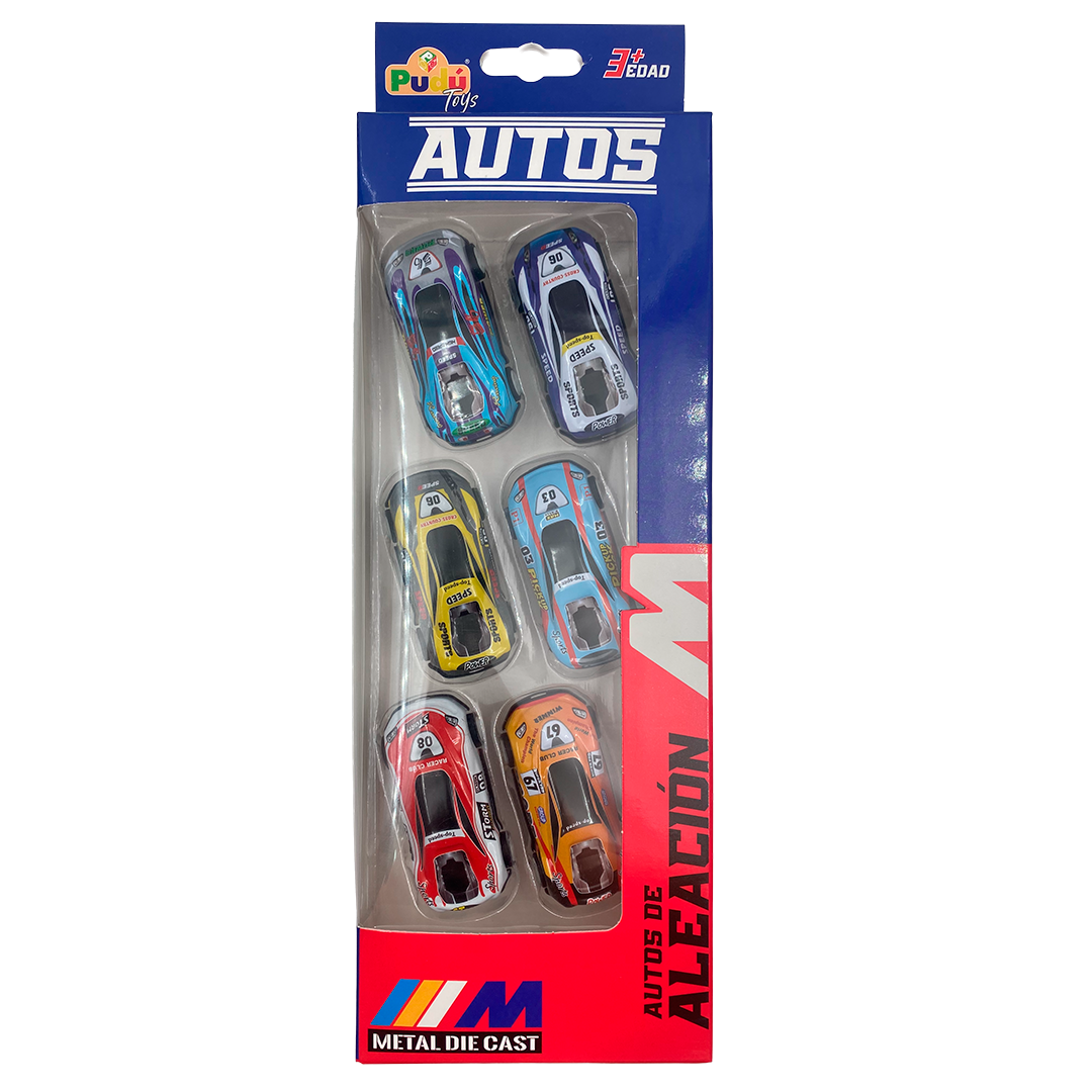 JC - Autos a Fricción Deportivos - Set 6 Unidades